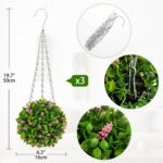 Oairse 3 Pcs Artificial Hanging Topiary Flower Ball - 6.3" Fake Hanging Topiary ... - Image 7
