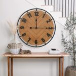 Micasso 27 Inch Large Farmhouse Wall Clock - Silent Non Ticking Rustic Wood & Me... - Image 4