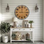 Micasso 27 Inch Large Farmhouse Wall Clock - Silent Non Ticking Rustic Wood & Me... - Image 5