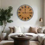 Micasso 27 Inch Large Farmhouse Wall Clock - Silent Non Ticking Rustic Wood & Me... - Image 6