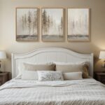Large Framed Neutral Abstract Landscape Set of 3 Living Room Wall Art, Modern Mi... - Image 8