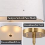 Kira Home Pearl 18" Modern Drum Chandelier with Textured White Fabric Shade, 3-L... - Image 3