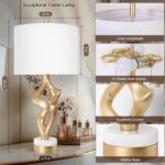 Scenekoy Sculptural Table Lamp Set of 2 with USB Ports for Bedroom Living Room, ... - Image 3