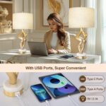 Scenekoy Sculptural Table Lamp Set of 2 with USB Ports for Bedroom Living Room, ... - Image 4