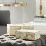 Deco 79 Leather Handmade Decorative Box Decorative Keepsake Boxes with Gold Foil... - Image 5