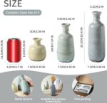 Ceramic Vase Set of 3, Rustic Neutral Vases Home Decor Farmhouse Decorative Flow... - Image 3