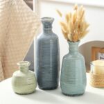 Ceramic Vase Set of 3, Rustic Neutral Vases Home Decor Farmhouse Decorative Flow... - Image 5