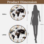 Large World Map Wall Clock, Metal Minimalist Modern Clock,Round Silent Non-Ticki... - Image 3