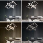 Dimmable Crystal Chandelier, Modern Rectangular 2 Ring LED Pendant Light with Re... - Image 5