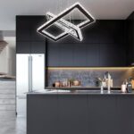 Dimmable Crystal Chandelier, Modern Rectangular 2 Ring LED Pendant Light with Re... - Image 7