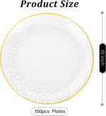 Rubtlamp 100 Pcs Gold Plastic Plates, 10 inch Clear Gold Dinner Plates, Hammer P... - Image 3