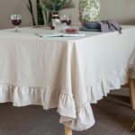 GLORY SEASON Retro Farmhouse Ruffle Tablecloth Cotton Flounces Trim Washable Tab... - Image 3