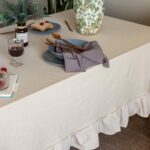 GLORY SEASON Retro Farmhouse Ruffle Tablecloth Cotton Flounces Trim Washable Tab... - Image 4