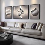 Extra Large Framed Modern Abstract Wall Art for Living Room, 3 Piece Black Grey ... - Image 3