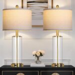 26" Gold Glass Table Lamps Set of 2, 3-Way Dimmable Touch Control Living Room La... - Image 4