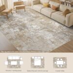 Tortania Washable 8x10 Area Rug for Living Room: Modern Abstract Neutral Large S... - Image 6
