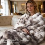 Luxury Ultra Soft Faux Fur Throw Blanket, 50x60 Inches Fluffy Plush Thick Bubble... - Image 7