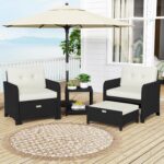 Yaheetech 5 Piece Patio Conversation Set with Ottomans, PE Wicker Balcony Furnit... - Image 3