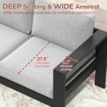Solaste Aluminum Outdoor Couch, 3-Seat Metal Outdoor Sofa with Water-Resistant C... - Image 4