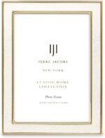 Isaac Jacobs 4x6 White Textured Leather (Vertical & Horizontal) & Gold Metal Pic... - Image 3