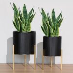 ARNIS Modern Planter Pots, Set of 2 Round Large Planters with Stand, Decorative ... - Image 3