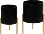 ARNIS Modern Planter Pots, Set of 2 Round Large Planters with Stand, Decorative ... - Image 5