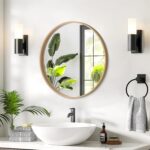 WallBeyond Round Wood Mirror 24 inch Circle Wall Mirror for Bathroom Round Wall ... - Image 3