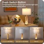 25.6" Gold Table Lamps Set of 2, Tall Bedside Lamps with Nightlight, Modern Nigh... - Image 3
