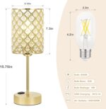 Hong-in Gold Lamps for Night Stands-Crystal Table Lamp with USB-C+A & AC Chargin... - Image 6