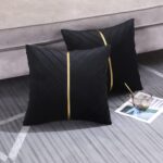 Black Pillow Covers 18 x18 Pack of 2 with Gold Leather Soft Velvet Throw Pillow ... - Image 4