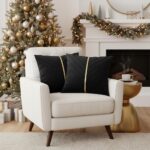 Black Pillow Covers 18 x18 Pack of 2 with Gold Leather Soft Velvet Throw Pillow ... - Image 5
