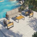 Aoxun Aluminum Patio Furniture Set, 5 Seats Luxury Metal Patio Conversation Sets... - Image 9