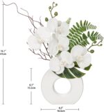 Briful Orchid Artificial Flowers 16.1'' White Orchid Silk Flowers with Ceramic V... - Image 3
