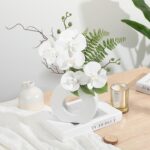 Briful Orchid Artificial Flowers 16.1'' White Orchid Silk Flowers with Ceramic V... - Image 4