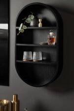 Kate and Laurel Hutton Modern Capsule Wall Shelf; 16 x 28; Black; Minimal Round ... - Image 4