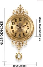 Brass Wall Clock for Living Room - Modern Silent Non-Ticking Round Gold Clock, K... - Image 3