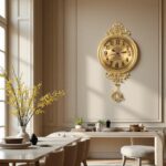 Brass Wall Clock for Living Room - Modern Silent Non-Ticking Round Gold Clock, K... - Image 5