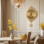 Brass Wall Clock for Living Room - Modern Silent Non-Ticking Round Gold Clock, K... - Image 6