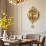 Brass Wall Clock for Living Room - Modern Silent Non-Ticking Round Gold Clock, K... - Image 8
