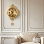Brass Wall Clock for Living Room - Modern Silent Non-Ticking Round Gold Clock, K... - Image 9