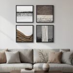 Framed Abstract Neutral Wall Art Set of 4, Modern Brown White Gray Canvas Prints... - Image 5