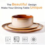 LeRatio Ceramic Dinnerware Sets for 4,12-Piece Plates and Bowls,Handmade Reactiv... - Image 3