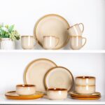 LeRatio Ceramic Dinnerware Sets for 4,12-Piece Plates and Bowls,Handmade Reactiv... - Image 6