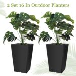 Briwooody Set of 2 15.75 Inch Large Taper Planters Outdoor Indoor Tall Resin Flo... - Image 3