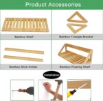 Floating Shelves Wall Mounted, 3 Pcs Solid Bamboo Wall Hanging Rack Holder, Wall... - Image 5