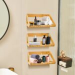 Floating Shelves Wall Mounted, 3 Pcs Solid Bamboo Wall Hanging Rack Holder, Wall... - Image 6