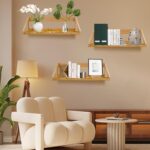 Floating Shelves Wall Mounted, 3 Pcs Solid Bamboo Wall Hanging Rack Holder, Wall... - Image 7