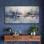 Abstract Wall Art Blue and White Reflection Large Size Framed Artwork Wall Decor... - Image 7
