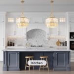Modern 5-Light Shell Chandelier, 2-Tiered Faceted Pendant Light with Gold Metal ... - Image 4