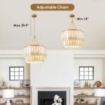 Modern 5-Light Shell Chandelier, 2-Tiered Faceted Pendant Light with Gold Metal ... - Image 5